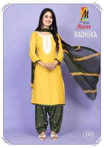 Elegante Traje Patiala de Rayón Bordado con Dupatta de Nazmin, Última Moda Étnica Punjabi, Estilo de Diseñador, Disponible en Stock, Pedidos al por Mayor - Product Image 6