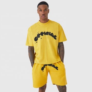 Custom Designed Two-Piece <b>Set</b> for Men High Quality Breathable Cotton Summer Tshirt Shorts <b>Knitted</b> Casual Style with Logo Printed - Product Image 6