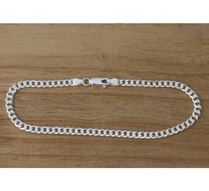 Pulsera de cadena de bordillo de plata esterlina 925 sólida de fabricación italiana de alta calidad, 4mm, tamaños de 7,5 a 9,0 pulgadas, brazalete fino de alta calidad - Product Image 4