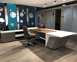 Bureau de direction haut de gamme en noyer, ergonomique, en forme de L, table d'ordinateur modulaire, mobilier commercial, poste de travail exécutif - Product Image 5
