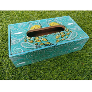 Boîte à mouchoirs et support en bois carré écologique et artistique Tradebyd, imprimé émail, pour décoration moderne - Product Image 1