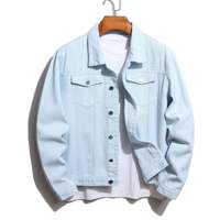 Veste en jean déchiré personnalisée avec logo brodé, coupe ample, respirante, confortable, bleue, coupe-vent, style décontracté, vente en gros