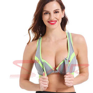 Haute qualité Fitness soutien-gorge pour femmes Sexy sans couture coton vêtements de sport Impact moyen avant fermeture éclair Yoga sport soutien-gorge nouveau ensemble Design - Product Image 1