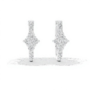 Pendientes de Aro con Moissanita de Corte Redondo, Plata de Ley 925, Joyería Fina Hecha a Mano, Pendientes Brillantes, Regalo de Aniversario de Bodas - Product Image 1