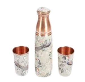 2025สินค้าขายดี1L ขวดทองแดงแกะสลักแบบโบราณงานฝีมืออันประณีตพบกับดีไซน์ที่ไม่ตกยุคมีพื้นผิวเป็นทองแดงเก็บความร้อน - Product Image 1