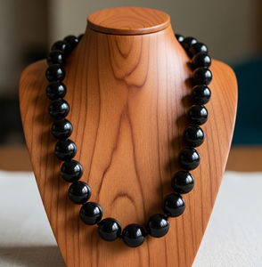 Collar de plata 925 de 18 pulgadas para mujer, accesorio de moda con cuentas de piedra de ónix negro Natural curativo, diseño anudado a mano - Product Image 6