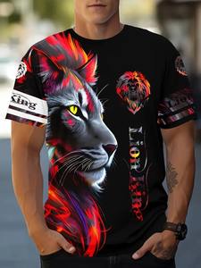 Camiseta de Verano para Hombre con Estampado 3D de León Animal, Impresión Digital, Transpirable, de Manga Corta, Microelástica, Deportiva e Informal - Product Image 2