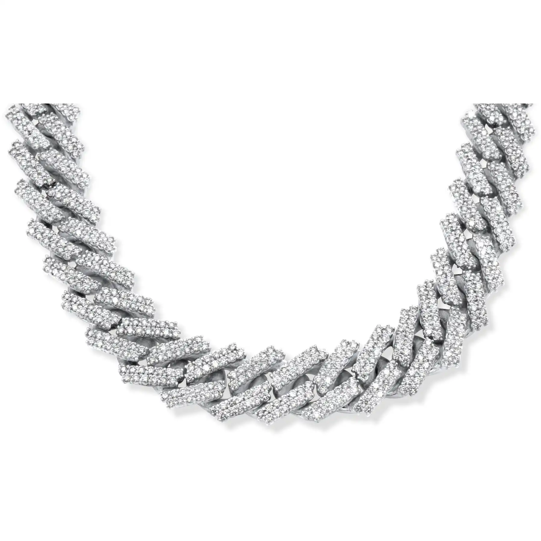 Solid White Gold Cuban Diamond Chain Jewelry Iced Cuban Link Chain Necklace Chain Hip Hop fashion 6mm Silver or Gold Necklace