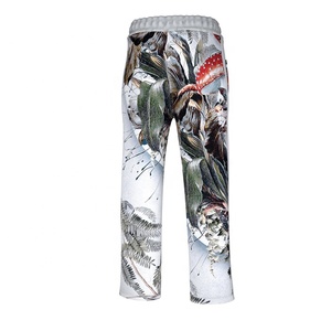 Pantalon droit en toile légère imprimée numériquement, style streetwear pour homme, très demandé, éco-responsable, avec cordon de serrage sur le côté - Product Image 4