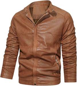 Vestes de motard en cuir véritable pour hommes Vestes de motard style High Street à col montant en toile Vestes en cuir pour femmes personnalisées - Product Image 4