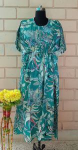 Ropa de dormir de algodón puro para mujer Kaftan de verano transpirable con patrón de Navidad para festivales y descanso - Product Image 3