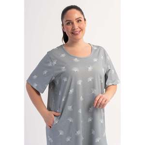 KADIN P.SUPREM XXL O YAKA KISA KOL ETEGI OVAL CEPLI TUNIK - SAF GRI - SAF GREY - Product Image 1