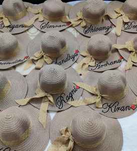 Sombrero de Paja Personalizado con Nombre, Bordado a Mano, Ala Ancha, para Playa, Pesca, Ciclismo, Casual, para Mujer, Viajes de Verano, Adulto - Product Image 3