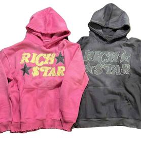 Sudaderas con Capucha de Invierno de Alta Calidad con Logotipo Estampado, Gruesas, con Pedrería, Cierre de Cremallera, Suministro Directo de Fábrica, Color Sólido, para Hombre, 100% Algodón, Corte Holgado - Product Image 5