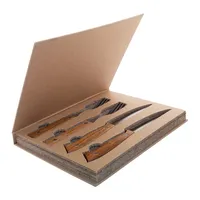 Juego de Cuchillos para Carne Tradicionales Tomahawk de 4 Piezas, Personalizados, con Cuchara y Tenedor, Hojas de Acero Inoxidable, Mangos de Madera, Aptos para Lavavajillas