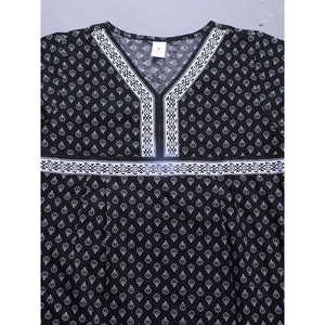 Robe de nuit imprimée 100 % coton pour femme avec poche latérale, peignoir ODM à taille élastique avec cordon de serrage, doux et respirant, taille 3XL pour l'hiver - Product Image 1