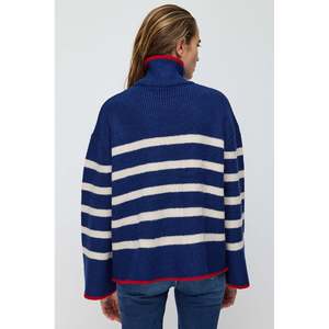 Cardigan décontracté rayé de haute qualité pour femme, en tricot chenille respirant avec appliques, idéal pour l'hiver, doté d'une face non tissée - Product Image 5
