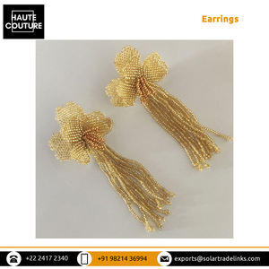 Offre spéciale exclusive sur les meilleures tenues de soirée de qualité 11 cm de long en perles roses faites à la main avec des boucles d'oreilles à glands - Product Image 3