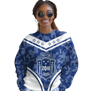 Sweat-shirt à col rond bleu Zeta Phi Beta pour femmes, pull brodé de la sororité grecque 1920 - Product Image 4