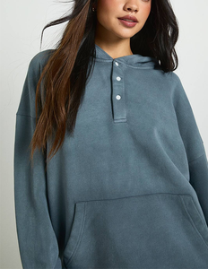 Conjunto Deportivo de 2 Piezas para Mujer, Estilo Athleisure, Sin Cordones, de Fábrica OEM, Sudadera con Botones y Pantalones Jogger de Felpa Francesa, para Primavera - Product Image 2