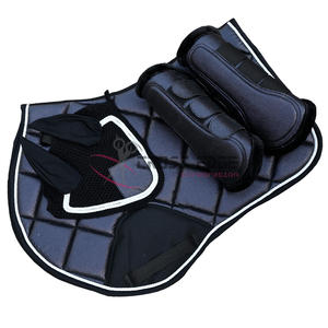 Premium Horse Riding 3 piezas Set Dressage Saddle Glitter Trim Matching Insonorizado Ear Bonnet Botas protectoras de cepillado - Product Image 5