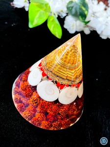 เครื่องกำเนิดความมั่งคั่ง70-75มม. ทรงกรวยพีระมิด gomati จักระแกะสลักด้วยมือควอตซ์เสาอากาศเพื่อความเจริญรุ่งเรืองจากอินเดีย - Product Image 2