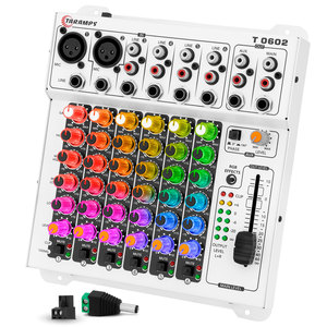 Taramps âm thanh mixer t0602 Multicolor 98 RGB LED và VU hiệu ứng 4 band equalizer 6 kênh đầu vào trộn mic nhạc cụ - Product Image 2