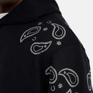 Ventes en gros de sweats à capuche thermiques pour hommes, nouveaux modèles élégants avec fermeture éclair intégrale et capuche surdimensionnée, design de logo en strass pour l'hiver - Product Image 6