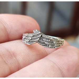 Sterling <b>Silver</b> Minimalist Angel <b>Feather</b> <b>Ring</b> Dainty Wing Hug Knuckle Band Inlay Gift for Her Birthday Anniversary Christmas IGI - Product Image 4