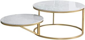 Juego de 2 Mesas de Centro Geométricas Modernas de Lujo para Sala de Estar, Decoración con Marco de Metal Dorado, Vidrio Templado, Fácil Montaje - Product Image 4