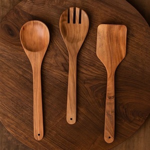 Large Salad Spoons Salad Server <b>Set</b> Natural <b>Wooden</b> with 2 Turners Sustainable Handmade Utensils - Product Image 3