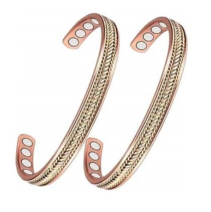 Venta caliente Pulsera de cobre puro de moda Conjunto de pulsera de cobre magnético de artritis ancha magnética para hombres y mujeres - Product Image 2