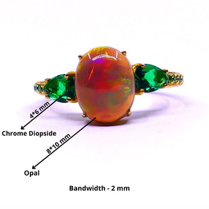 แหวนพลอยโอปอลโครเมี่ยมไดออพไซด์ประดับอัญมณีแฟชั่น925เงินสเตอร์ลิงสวมใส่สำหรับปาร์ตี้ - Product Image 2