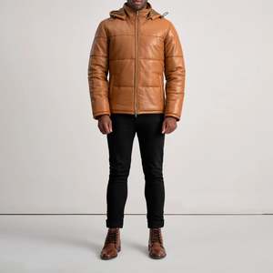 Veste matelassée réversible Gordon Tan en peau de mouton avec capuche, style streetwear décontracté, fermeture éclair, imperméable, pour l'hiver et les activités de plein air, ODM XS 6XL - Product Image 3
