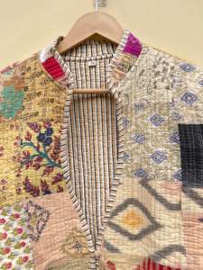 Designer Women's Handmade Floral Quilted Cotton <b>Jacket</b> Short Length Boho Blockprint Winter Coat Soft Patchwork Quilted Features - Product Image 3