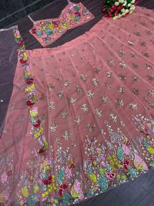 FABZONE Designer Party Wear Soie Georgette douce indienne/pakistanaise toutes saisons deux couleurs Lehenga Choli - Product Image 4