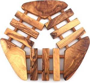 Salvamanteles redondos de madera natural sostenibles Platos calientes/Cuencos/Ollas y sartenes Después de cocinar Trivets de madera al costo más bajo - Product Image 6