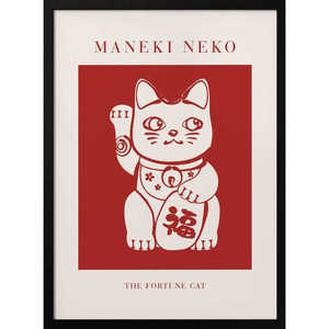 <b>Red</b> Maneki-Neko Cat Feng Shui Style Still Life Design Made of Durable <b>Paper</b> - Product Image 4