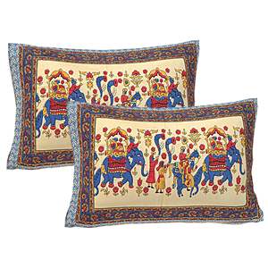Super <b>King</b> <b>Size</b> 240 TC Cotton Bedsheet with Blue & Red Ethnic Motifs and 2 Pillow Covers (SHKV1071) - Product Image 3