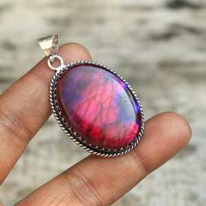 Colgante de labradorita Flash rojo Plata de Ley 925 hecho a mano estilo bohemio joyería Vintage oro elegante uso diario regalo para ella - Product Image 6