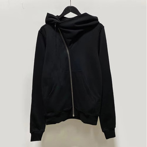 Haute qualité rétro Streetwear à capuche assistant chapeau style diagonale Zip sweat hommes femmes 100% coton tissé uni teint automne - Product Image 3