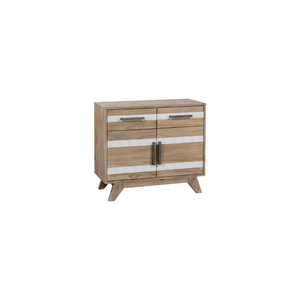 Buffet scandinave en pin massif avec 2 tiroirs, meuble de salle à manger moderne, grain de bois naturel, rangement spacieux - Product Image 1