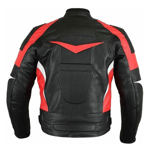 Blouson de moto en cuir véritable bleu et noir pour homme avec protection interne homologuée CE Blouson de moto en cuir pour homme - Product Image 4