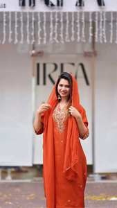 Ensemble Salwar Kameez pour femmes indiennes et pakistanaises, tenue de soirée, moderne, séchage rapide, 5 pièces, vente en gros, tailles M à 3XL, soie chinon gaufrée - Product Image 5