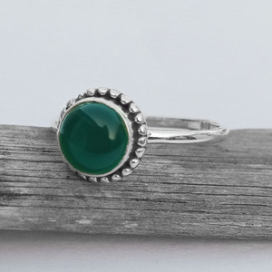 Bague fine en argent sterling 925 avec pierre précieuse d'onyx vert Bijoux pour femmes faits à la main en vrac en gros du fournisseur de bijoux - Product Image 5