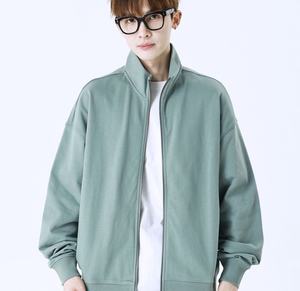 330gsm nouveau pur coton français éponge boucle fermeture éclair col montant hommes couleur unie veste décontractée manteau imprimé broderie sweats à capuche - Product Image 1