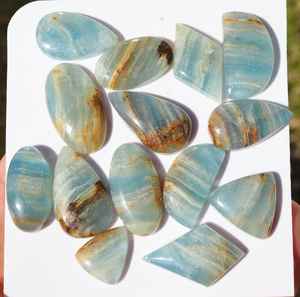 Cabujón de Calcita Azul Natural con Rayas, Alta Calidad, Seleccionado para Creación de Joyería Artística, Ritmo Visual Relajante, Clásico Atemporal - Product Image 1