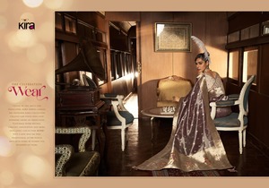 ชุดเดรสผ้าส่าหรีลายเยื่อแท้ชุดเดรสแฟนซีทันสมัยเสื้อเบลาส์ผ้าส่าหรีจากนักออกแบบที่มีความคมชัดมากปักลายทำงาน - Product Image 4