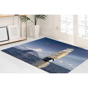 Tapis imprimé bateau à voile, lavable en machine, décoration paysage côtier, avec tapis moelleux à poils longs - Product Image 4