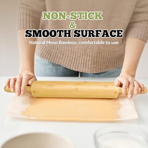 Rodillo de Madera Ecológico para Hornear - Rodillo Largo para Masa con Diseño Floral para Todas las Necesidades de Repostería y para Estirar Masa de Chapati - Product Image 4